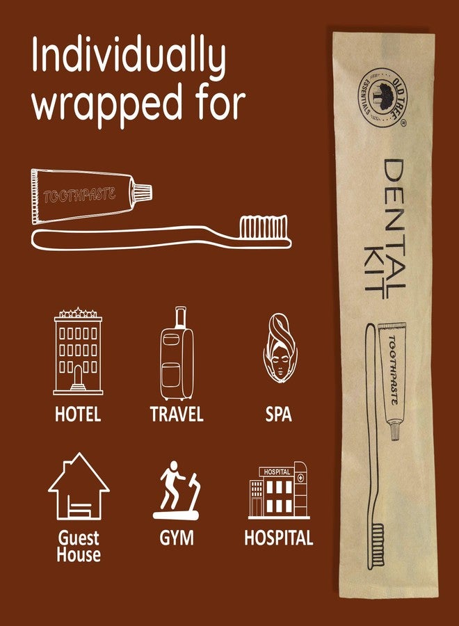 أولد تري مجموعة أدوات العناية بالأسنان الصديقة للبيئة من أولد تري (عبوة من 50 قطعة) - فرشاة أسنان من الخيزران ومعجون أسنان أنكور 8 غرام في كيس من ورق الكرافت | مستلزمات غرف الضيوف للفنادق والمنتجعات ودور الضيافة والمستشفيات - Image 3